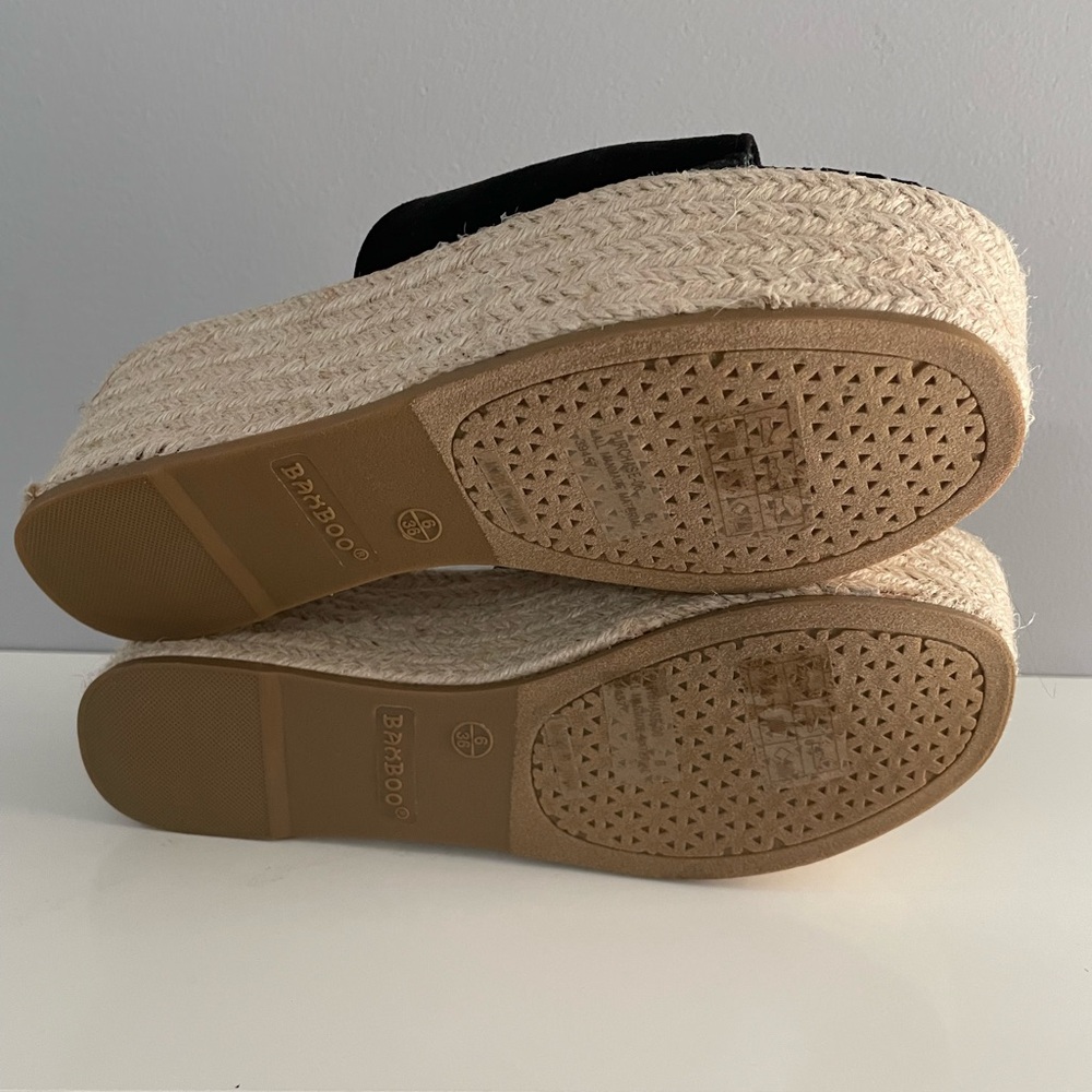 BAMBOO Black Espadrille Platform Sandals - Picture 4 of 6